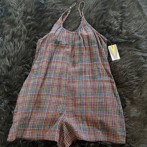 Multicolor Plaid Women's Sleeveless  Romper